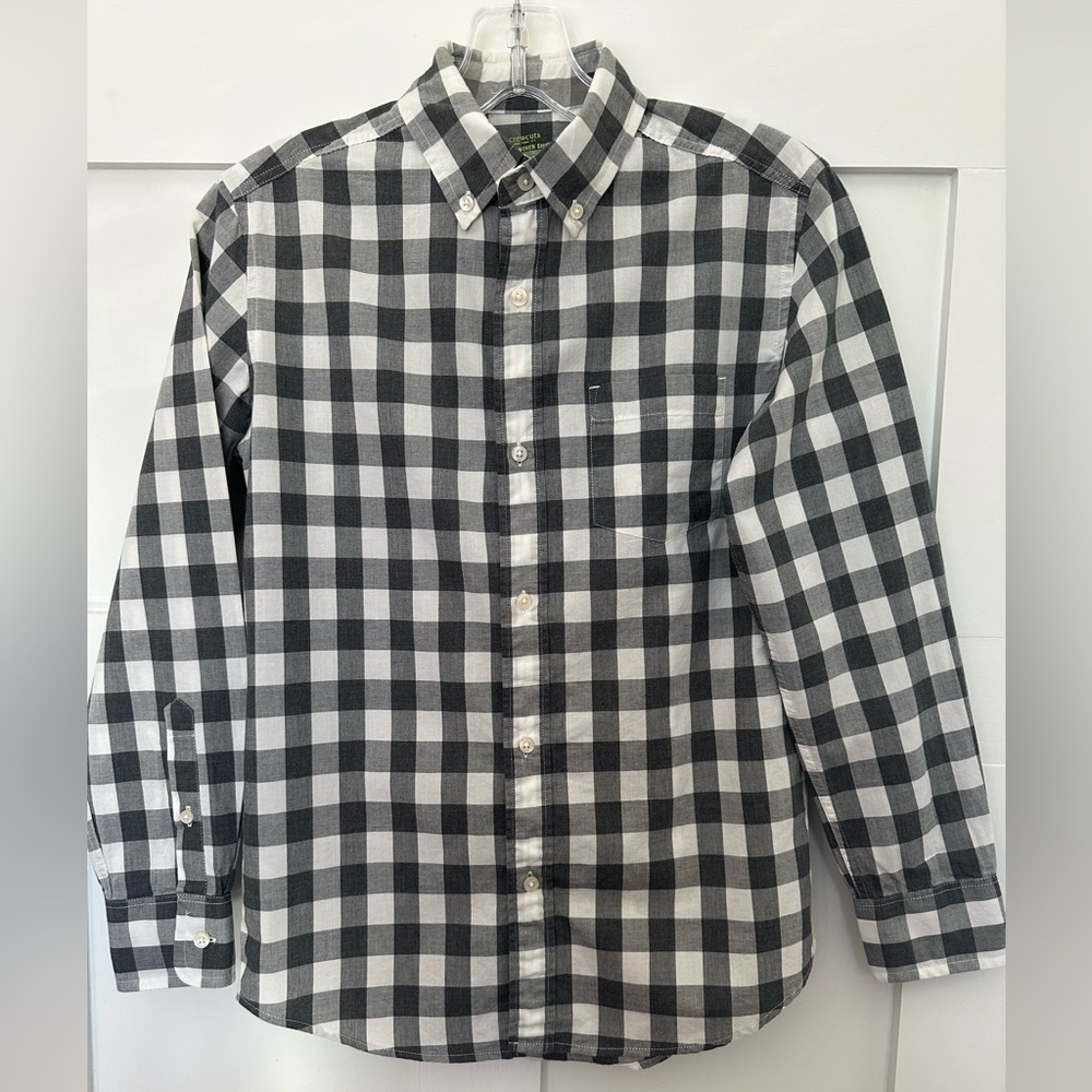Crewcuts - Boys Size 12 Grey Large Pattern Gingham Shirt. 100% Cotton Poplin.